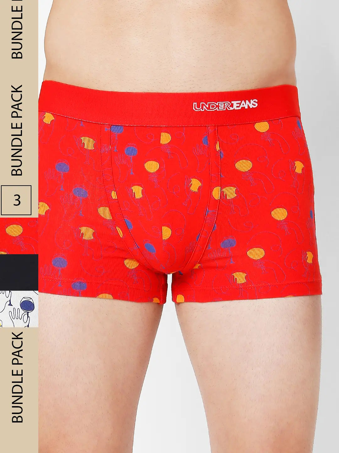 Men's trunks with a quick - dry fabricMen Premium Assorted Cotton Blend Printed Trunk - Pack Of 3- Underjeans By Spykar Men's trunks with a quick - dry fabricMen Premium Assorted Cotton Blend Printed Trunk - Pack Of 3- Underjeans By Spykar