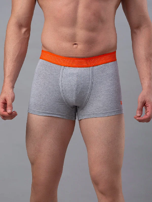 Designer men's trunks with a fashionable edgeMen Premium Grey-Orange Cotton Blend Trunk- Underjeans By Spykar Designer men's trunks with a fashionable edgeMen Premium Grey-Orange Cotton Blend Trunk- Underjeans By Spykar