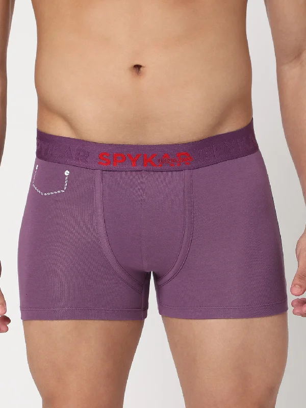 Men's trunks with a wide elastic waistbandMen Premium Dull Purple Cotton Blend Trunk- Underjeans By Spykar