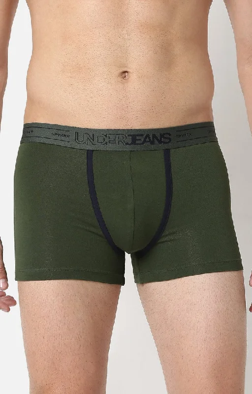 Printed men's trunks with eye - catching motifsMen Premium Olive Cotton Trunk - Underjeans By Spykar