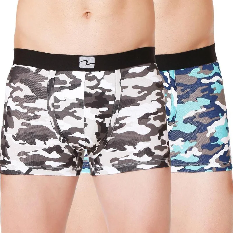 Men's trunks with a wide elastic waistbandMen Premium Camo 1 & Camo 2 Cotton Blend Trunk (Pack Of 2)- Underjeans By Spykar Men's trunks with a wide elastic waistbandMen Premium Camo 1 & Camo 2 Cotton Blend Trunk (Pack Of 2)- Underjeans By Spykar