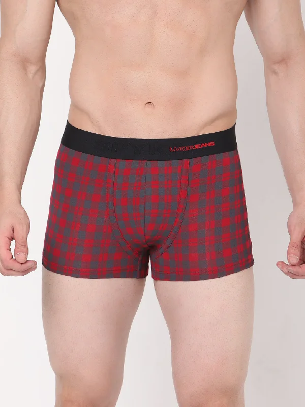 Cotton men's trunks for a comfortable fitMen Premium Maroon-Check Cotton Blend Trunk- Underjeans By Spykar Cotton men's trunks for a comfortable fitMen Premium Maroon-Check Cotton Blend Trunk- Underjeans By Spykar