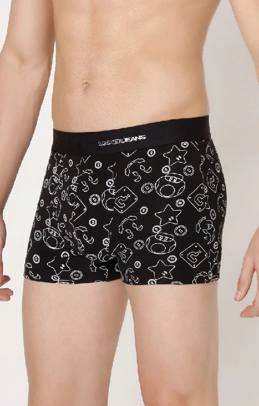 Men's trunks with a quick - dry fabricUnderjeans By Spykar Men Premium Black Cotton Blend Trunk