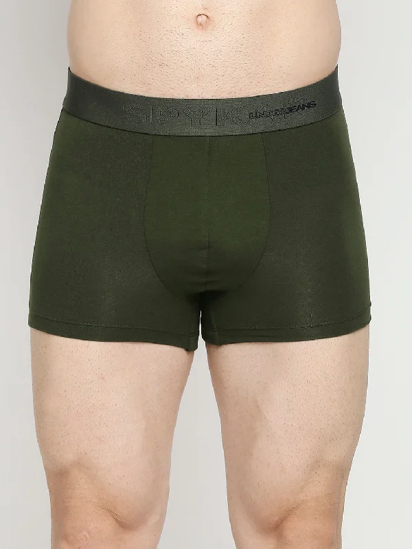 Low - rise men's trunks for a trendy lookMen Premium Cotton Blend Olive Trunk- Underjeans By Spykar Low - rise men's trunks for a trendy lookMen Premium Cotton Blend Olive Trunk- Underjeans By Spykar