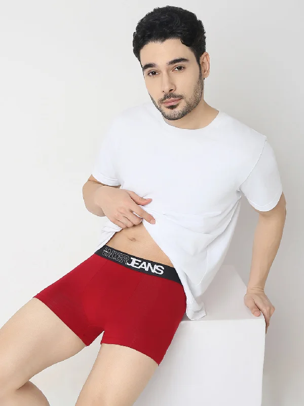 Mesh - back men's trunks for ventilationUnderjeans by Spykar Maroon & Olive Trunk