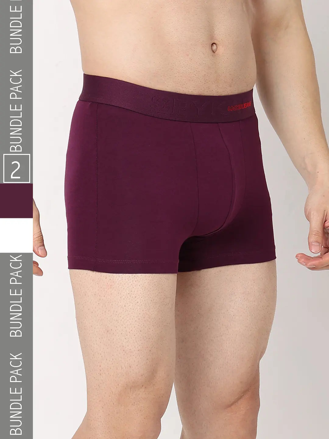 Athletic - grade men's trunks for sportsUnderjeans By Spykar Men Premium Purple & White Cotton Blend Regular Fit Trunk - Pack Of 2