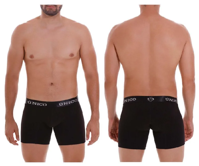 Men's boxer briefs with a soft elastic leg bandUnico 22120100203 Intenso A22 Boxer Briefs Color 99-Black