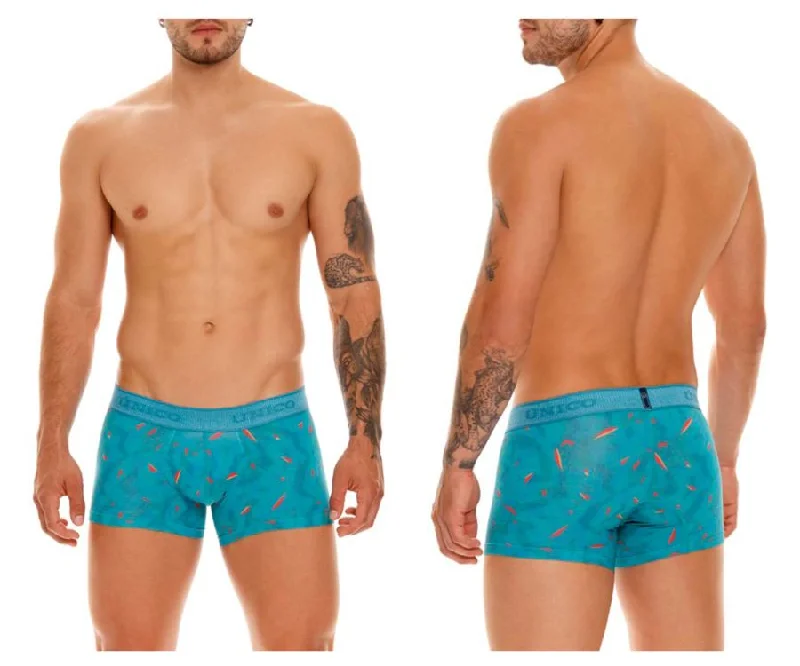 High - rise men's boxer briefs for extra supportUnico 23050100101 Efige Trunks Color 63-Turquoise