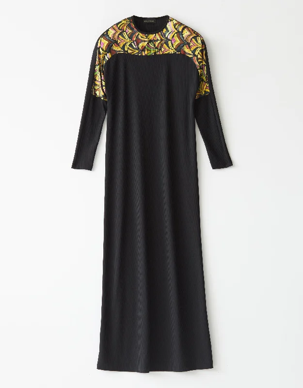 Water - resistant men's robes for post - shower useVertical Textured Maxi Dress Shabbos Robe with Multi Print Yoke Water - resistant men's robes for post - shower useVertical Textured Maxi Dress Shabbos Robe with Multi Print Yoke
