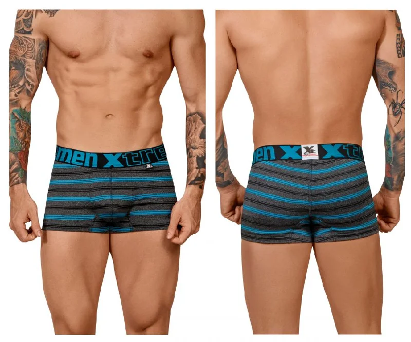 High - rise men's boxer briefs for extra supportXtremen 51453C Stripes Trunk Color Turquoise