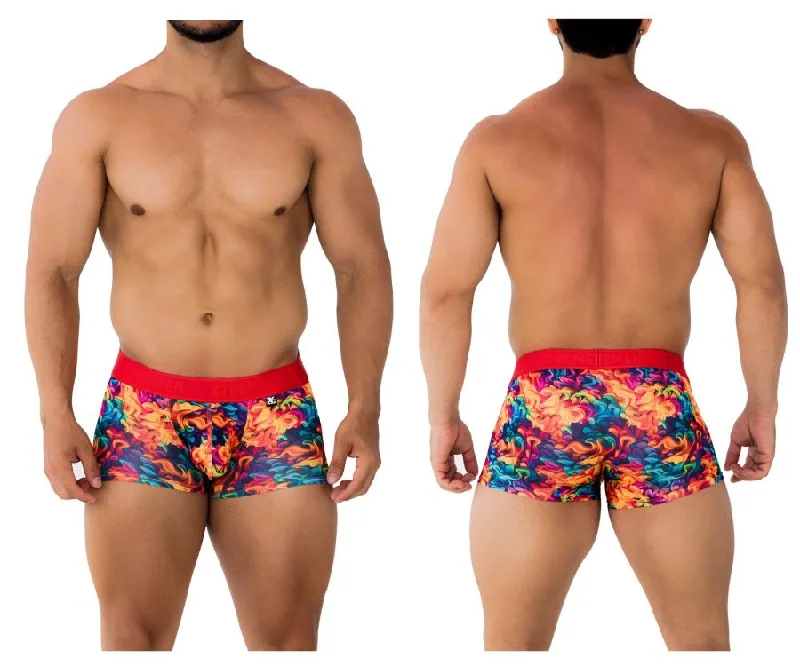 Mesh - paneled men's boxer briefs for ventilationXtremen 91173 Printed Trunks Color Fire Mesh - paneled men's boxer briefs for ventilationXtremen 91173 Printed Trunks Color Fire