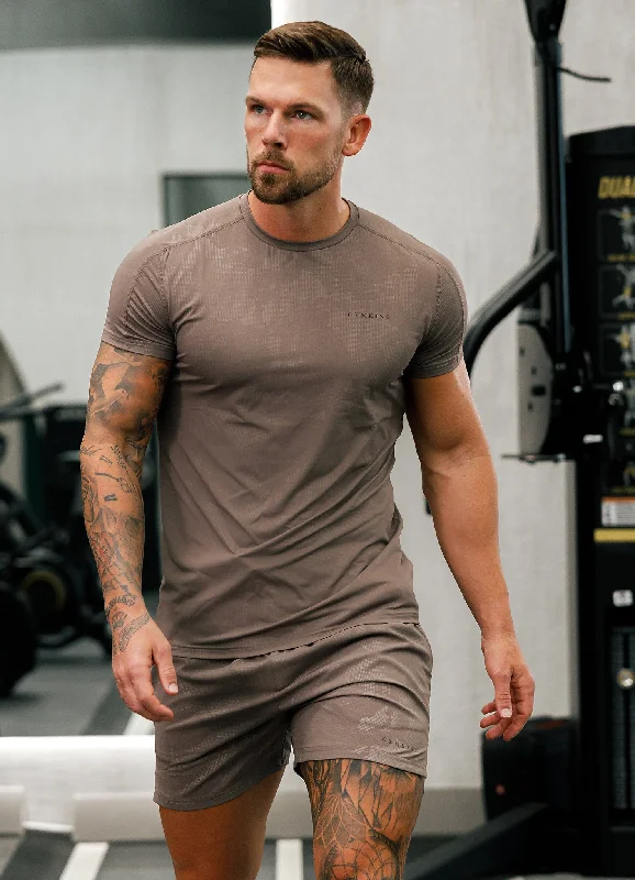 Men's distressed denim - look t - shirts with a rugged appealGym King Debossed Camo Tee - Iron Men's distressed denim - look t - shirts with a rugged appealGym King Debossed Camo Tee - Iron